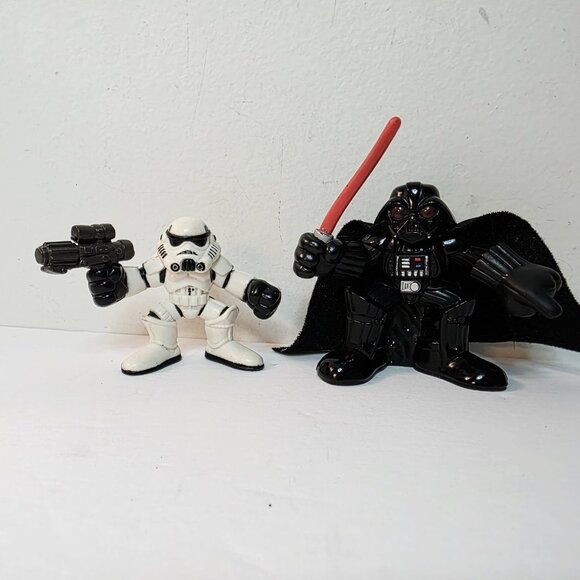 2 Star Wars Galactic Heroes Mini Figures Darth Vader Storm Trooper Cake Toppers - Picture 1 of 6